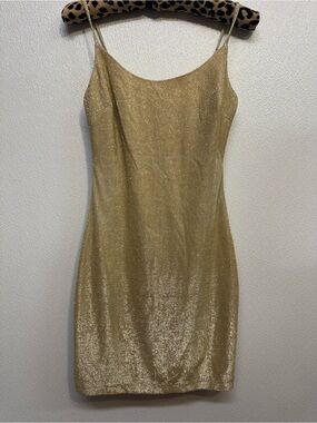 B-Darling Gold Shimmer Mini Slip Dress Sz 5/6